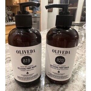 2pc  Oliveda B19 Relaxing Foot Bath B20 Softening Foot Balm Olive Tree Therapy